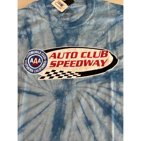 AAA Auto Club Speedway Y2K Tee Blue Tie Dye NASCAR 2XL - Picture 2 of 6